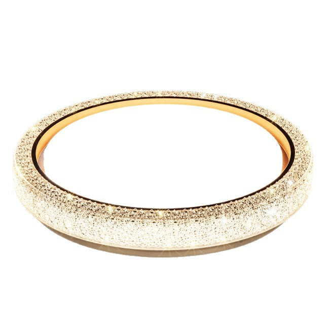 Modern Crystal-Textured Round LED Ceiling Light - Flush Mount, Dimmable, for Bedroom & Living Room