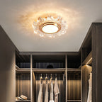 Luxury Flower-Shaped Crystal LED Ceiling Light - Gold Frame Flush Mount for Closet & Bedroom