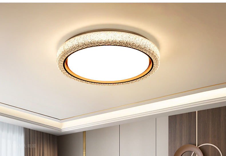 Modern Crystal-Textured Round LED Ceiling Light - Flush Mount, Dimmable, for Bedroom & Living Room