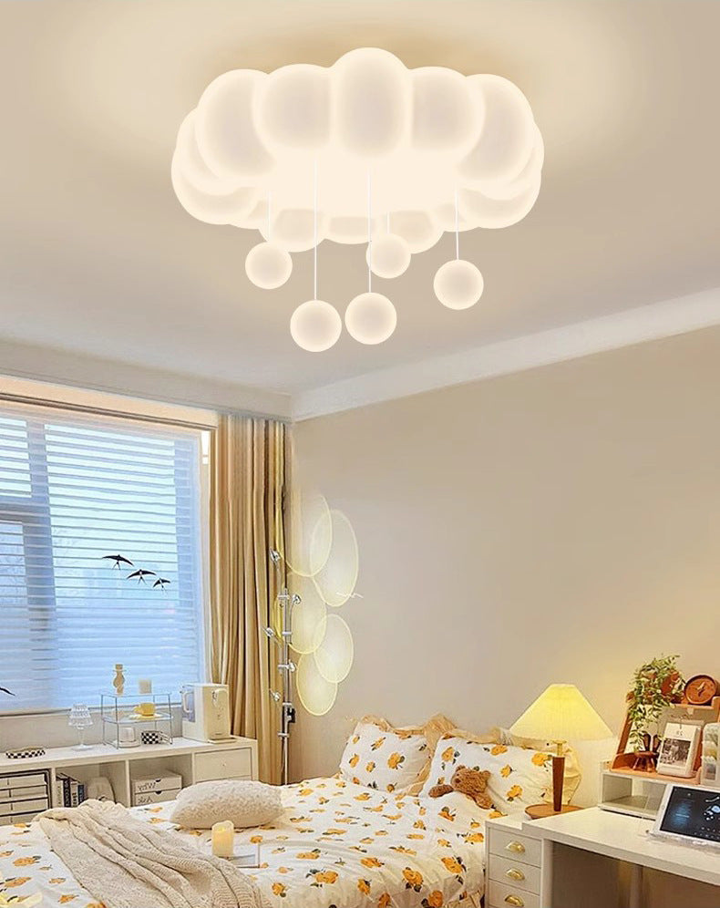 Cloud-Shaped LED Ceiling Light with Hanging Spheres – Whimsical Modern Flush Mount for Kids’ & Bedrooms
