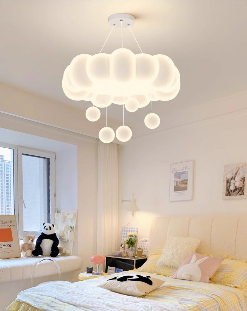 Cloud-Shaped LED Ceiling Light with Hanging Spheres – Whimsical Modern Flush Mount for Kids’ & Bedrooms