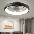 Ventilador de techo moderno de 20" de perfil bajo, color negro, para interiores, con luces, rotación reversible y control remoto