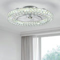 22" Chrome Indoor Crystal Ceiling Fan with LED Lights and Remote Flush Mount Ceiling Fan