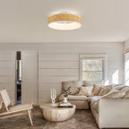 Ventilador de techo empotrado de ratán blanco estándar inteligente Boho de 20 pulgadas para interior con luz y control remoto, de perfil bajo
