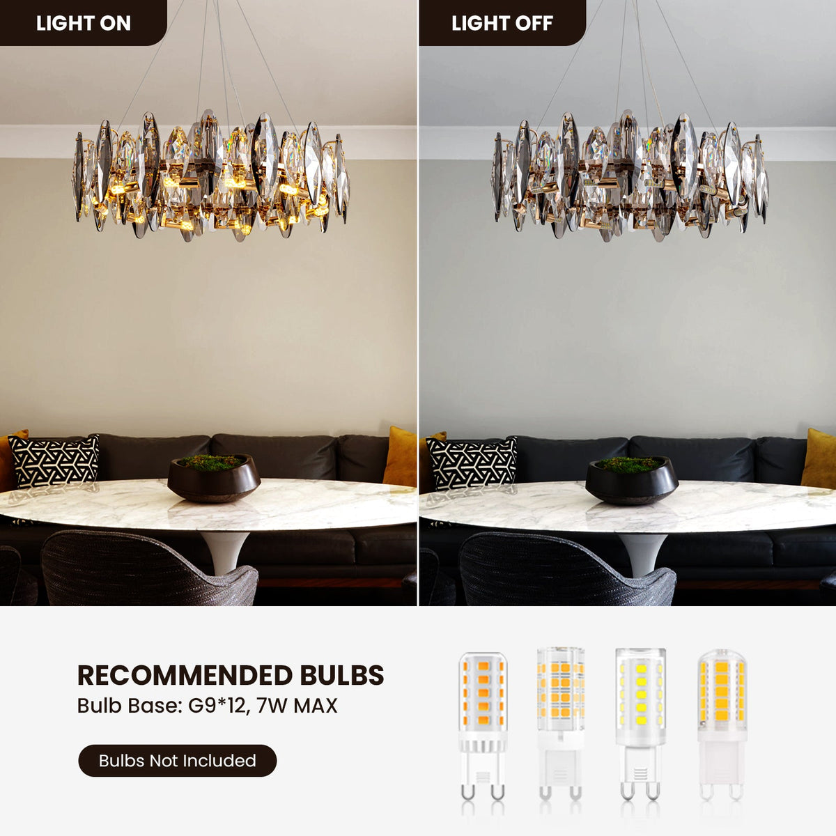 23.6 in. 12-light Gold Modern Crystal Chandelier for Living Room with No Bulbs Included