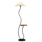 Wave-Shaped Floor Lamp with Side Table | Modern Standing Lamp with Pleated Shade for Bedroom & Living Room