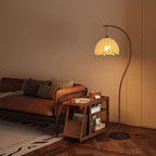Arc Floor Lamp with Fabric Dome Shade | Modern Curved Standing Light for Living Room & Bedroom