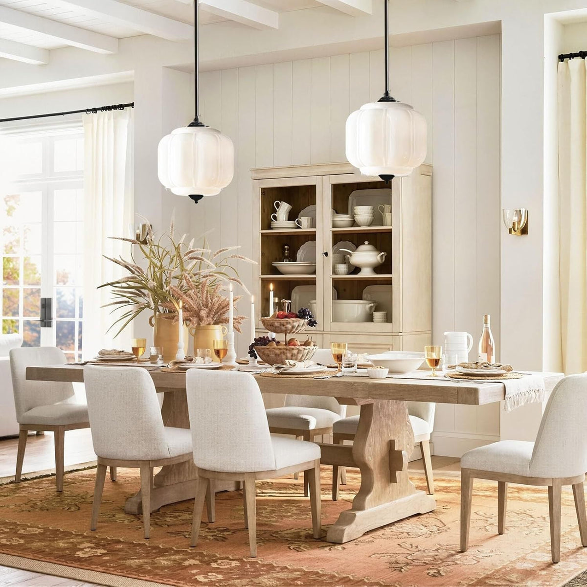 Vintage Opal Glass Pendant Light – Modern Farmhouse & Mid-Century Kitchen Hanging Light