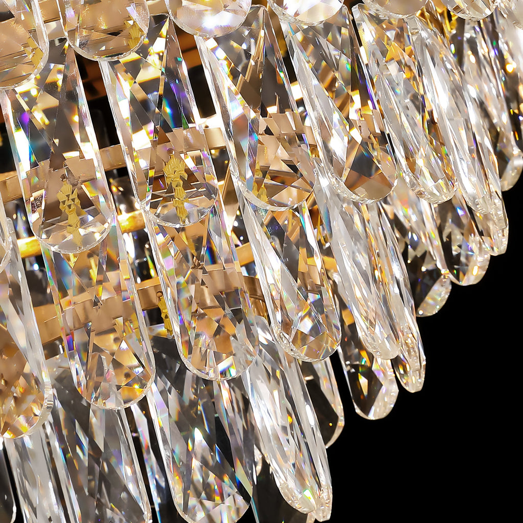 Luxury Gold Retractable Crystal Ceiling Fan with Light - Modern Chandelier Fan for Living & Dining Room