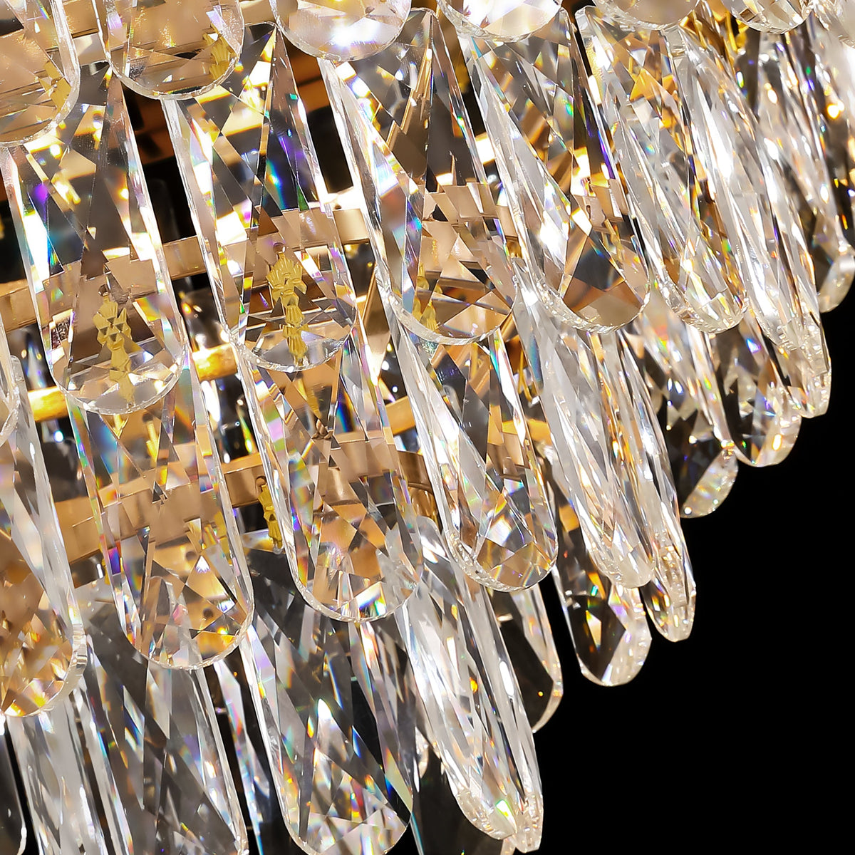Luxury Gold Retractable Crystal Ceiling Fan with Light - Modern Chandelier Fan for Living & Dining Room