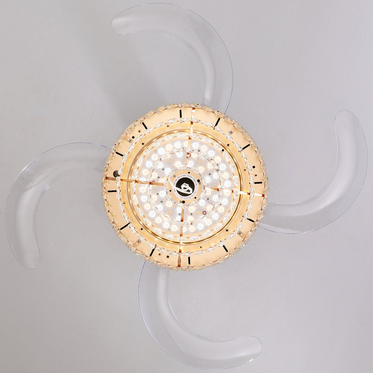 Luxury Gold Retractable Crystal Ceiling Fan with Light - Modern Chandelier Fan for Living & Dining Room