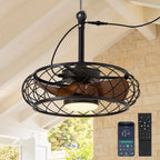 20in Indoor/Outdoor Walnut LED Waterproof Cage Ceiling Fan Light with Dimming and Timer (Includes Remote Control)