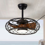 20in Indoor/Outdoor Walnut LED Waterproof Cage Ceiling Fan Light with Dimming and Timer (Includes Remote Control)