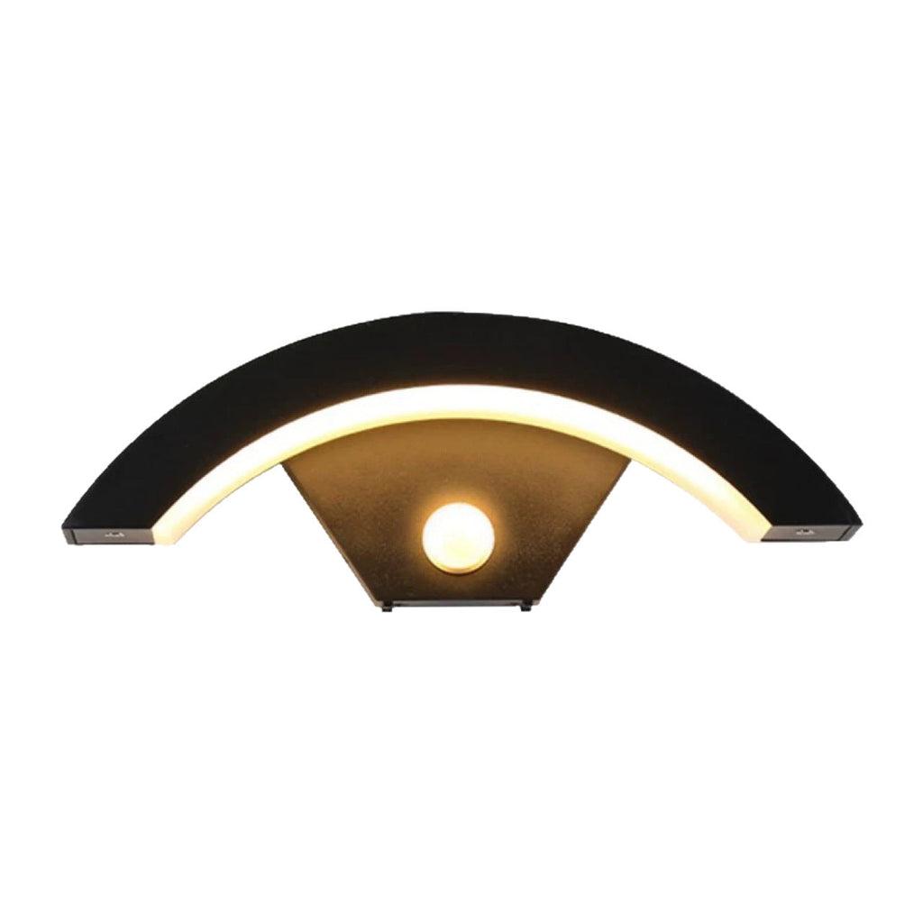 Black Curved Outdoor Wall Light - Minimalist LED Sconce with Soft Warm Glow for Modern Homes