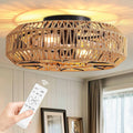 19.3in Rattan Ceiling Fan with 4 Blades & Remote Control(No Bulbs Included)