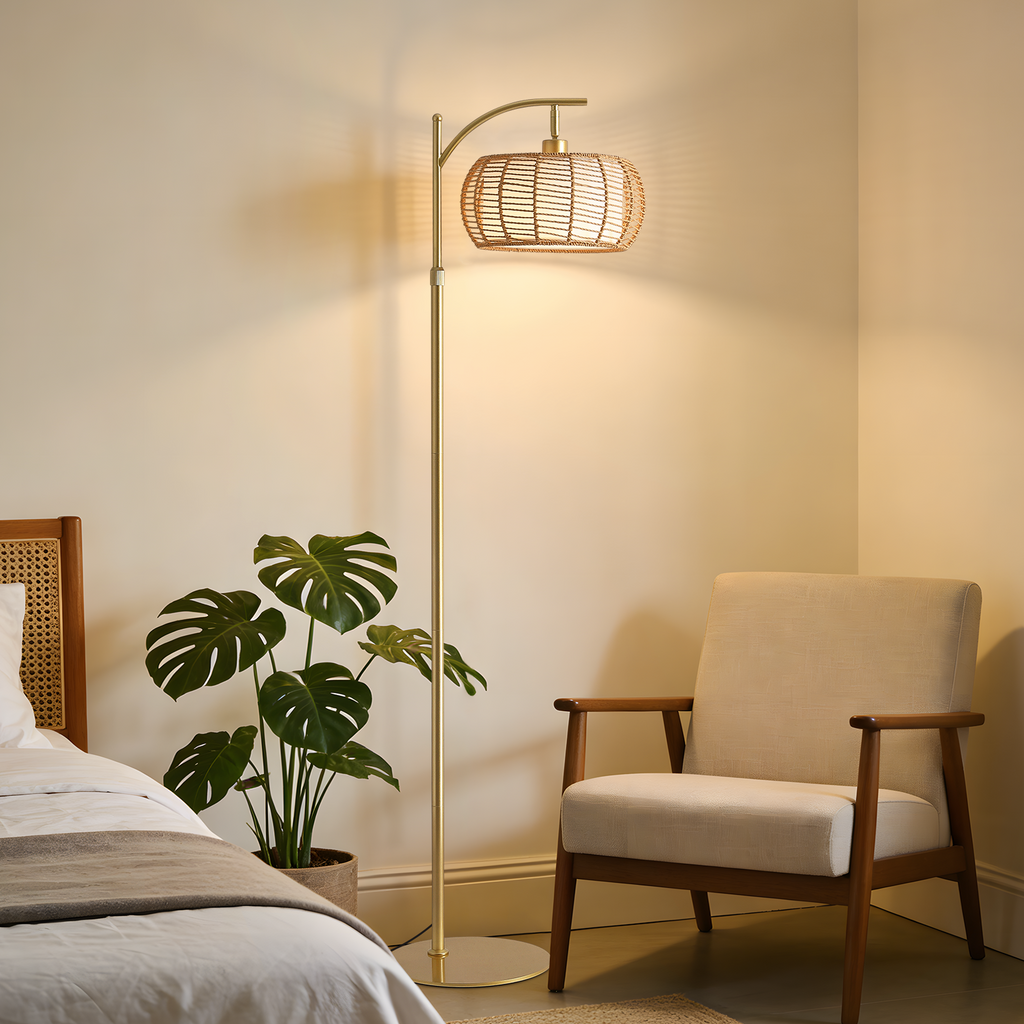 Handwoen Rattan Shade Floor Lamp