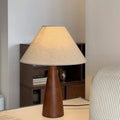 Scandinavian Style Table Lamp with Walnut Base - Neutral Linen Shade for Cozy Aesthetic Decor