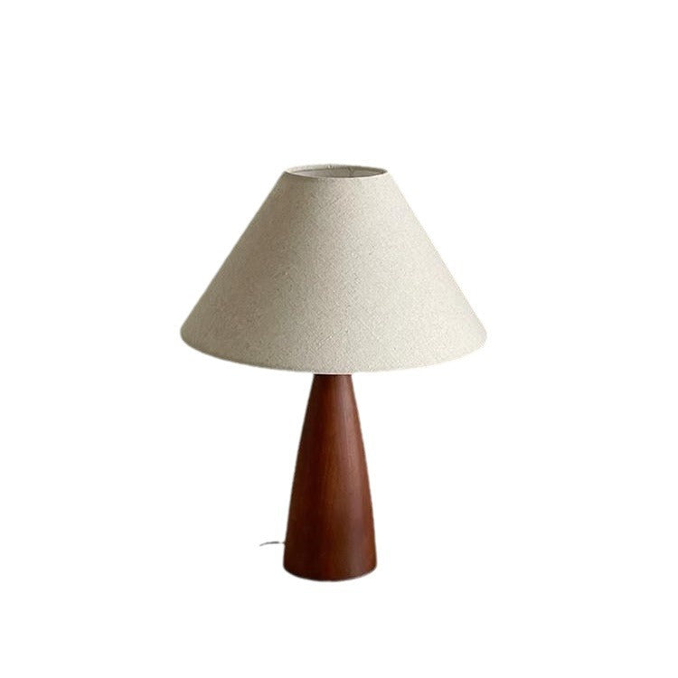 Scandinavian Style Table Lamp with Walnut Base - Neutral Linen Shade for Cozy Aesthetic Decor
