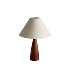 Scandinavian Style Table Lamp with Walnut Base - Neutral Linen Shade for Cozy Aesthetic Decor