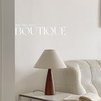 Scandinavian Style Table Lamp with Walnut Base - Neutral Linen Shade for Cozy Aesthetic Decor