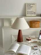 Scandinavian Style Table Lamp with Walnut Base - Neutral Linen Shade for Cozy Aesthetic Decor