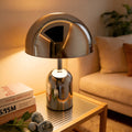 Modern Chrome Mushroom Table Lamp - Sleek Metallic LED Light for Minimalist & Contemporary Decor