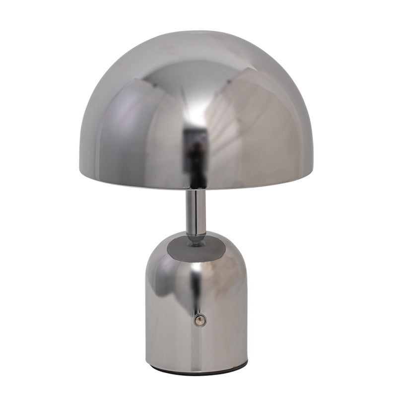 Modern Chrome Mushroom Table Lamp - Sleek Metallic LED Light for Minimalist & Contemporary Decor