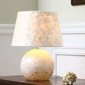 Elegant Capiz Shell Table Lamp with Matching Mosaic Shade - Soft Warm Light for Bohemian & Coastal Decor