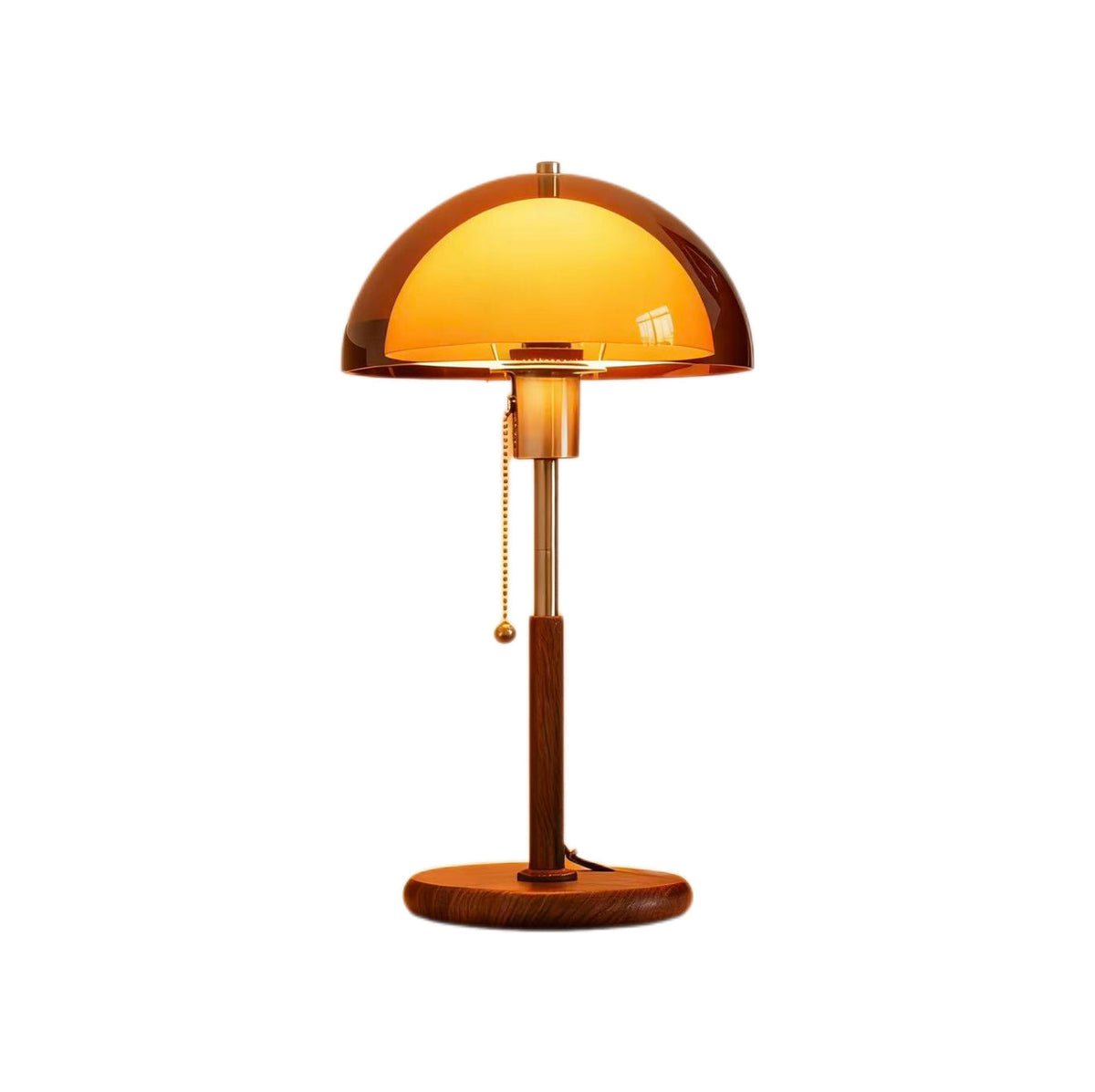 Retro Mushroom Table Lamp with Amber Glass Dome - Warm Glow for Cozy Home & Office Decor