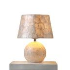 Elegant Capiz Shell Table Lamp with Matching Mosaic Shade - Soft Warm Light for Bohemian & Coastal Decor