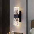 Contemporary Rectangular Water Ripple Glass Wall Lamp with Black Base