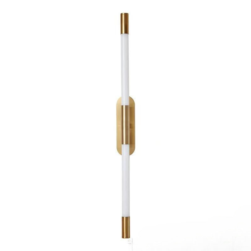 Minimalist Brass Vertical Wall Lamp with Frosted Tube Light for Contemporary Spaces