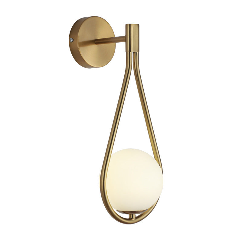 Minimalist Brass Teardrop Wall Lamp with Frosted Glass Shade
