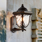 Oil-Rubbed Bronze Outdoor Wall Sconce with Hammered Glass - Classic Coach Light for Traditional Homes