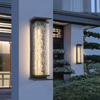 Textured Glass Outdoor Wall Light with Black Frame for Contemporary Homes