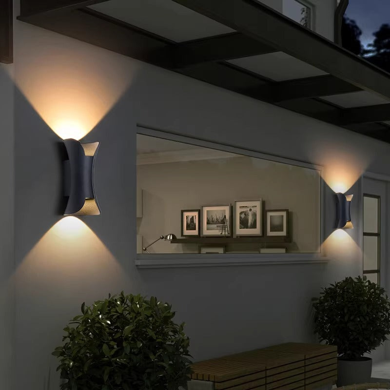 Curved Up-Down Outdoor Wall Light - Minimalist LED Sconce with Dual Light Output for Contemporary Homes