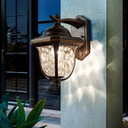 Oil-Rubbed Bronze Outdoor Wall Sconce with Hammered Glass - Classic Coach Light for Traditional Homes