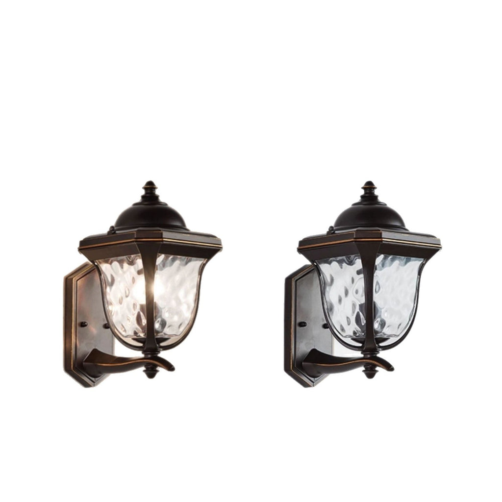 Oil-Rubbed Bronze Outdoor Wall Sconce with Hammered Glass - Classic Coach Light for Traditional Homes