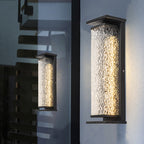 Textured Glass Outdoor Wall Light with Black Frame for Contemporary Homes