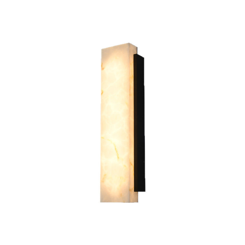 Black Framed Onyx Stone Wall Light - Minimalist Marble LED Sconce for Modern & Contemporary Homes
