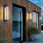 Textured Glass Outdoor Wall Light with Black Frame for Contemporary Homes
