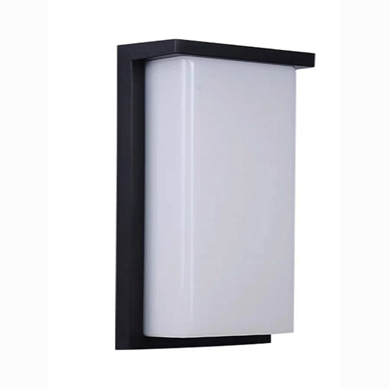 Black Frame Minimalist Outdoor Wall Light - Sleek LED Sconce with Diffused Glow for Contemporary Homes