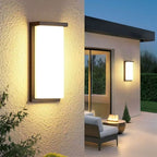 Black Frame Minimalist Outdoor Wall Light - Sleek LED Sconce with Diffused Glow for Contemporary Homes