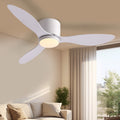 42 in. Smart Indoor Modern White Low Profile Ceiling Fans with Remote and Wall Control with Dimmable Integrated LED